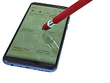 Aluminium ballpen with rubber coating and rubber tip for capacitive screens.