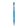 Aluminium ballpen with rubber coating and rubber tip for capacitive screens.