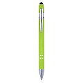 Aluminium ballpen with rubber coating and rubber tip for capacitive screens.