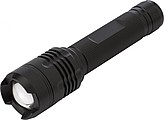 Aluminium COB flash light with focus function. Batteries included.