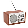 AM/FM radio with elegant wooden design, packed in a coloured gift box,colour silver, brown