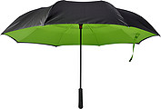 Automatic, reversible, twin-layer umbrella