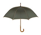 Automatic wooden stick umbrella with colour-matching piping,colour dark green, beige