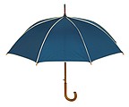 Automatic wooden stick umbrella with colour-matching piping,colour navy blue, beige