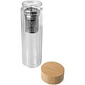 Bailey 400 ml borsilicate glass infuser bottle with bamboo lid, transparent clear