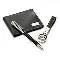 Ball pen key ring and wallet, black