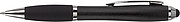 Ballpen with black ink and rubber tip. Black