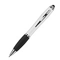 Ballpen with black ink and rubber tip. White