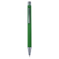 Ballpen with rubber finish. The tip, top and clip match each other with a dark grey colour.