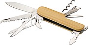 Bamboo 9-piece pocket knife with key ring.