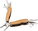 Bamboo 9-piece pocket knife with key ring.