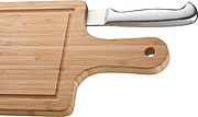 Bamboo chopping board with knife, brown