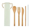 Bamboo cutlery with straw