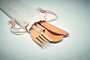 Bamboo cutlery with straw