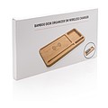 Bamboo desk organizer 5W wireless charger, brown