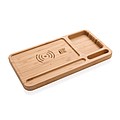 Bamboo desk organizer 5W wireless charger, brown