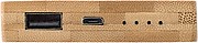 Bamboo power bank with a capacity of 4.000 mAh