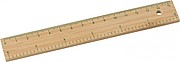 Bamboo ruler. Centimeters on one side (0-15 cm) and inches on the other side (0-6 inch).