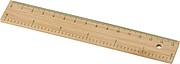 Bamboo ruler. Centimeters on one side (0-15 cm) and inches on the other side (0-6 inch).