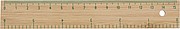 Bamboo ruler. Centimeters on one side (0-15 cm) and inches on the other side (0-6 inch).