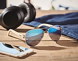 Bamboo sunglasses in pouch