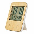 Bamboo thermo-/hygrometer w/ clock MIX