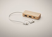 Bamboo USB 3 ports hub