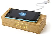 Bamboo wireless charger and clock