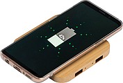 Bamboo Wireless Charger with 2 USB ports