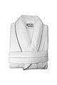 Bathrobe DeLuxe velour, 450 gr./m2, White / Anthracite Piped S/M