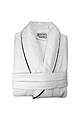 Bathrobe DeLuxe velour, 450 gr./m2, White / Black Piped L/XL