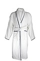 Bathrobe DeLuxe velour, 450 gr./m2, White / Navy Piped L/XL