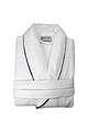 Bathrobe DeLuxe velour, 450 gr./m2, White / Navy Piped L/XL