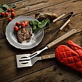BBQ apron with BBQ tools, black