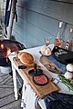 BBQ set with hamburger press and brush