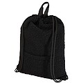 Bear GRS recycled sherpa drawstring backpack 9L, solid black