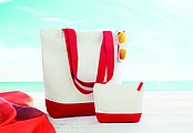 Bicolour cotton cosmetic bag