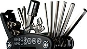 Bicycle repair kit, 17 pieces, black