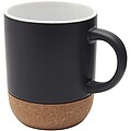 Billie 300 ml ceramic mug with cork details and matt finish, solid black
