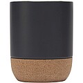 Billie 300 ml ceramic mug with cork details and matt finish, solid black