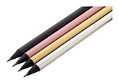 Black wood lead pencil in metallic finish, silver