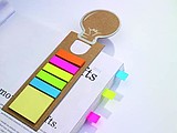 Bookmark with memo stickers, beige