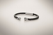 Braided faux leather cuff bracelet