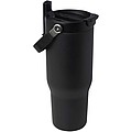 Bronx 900 ml RCS recycled stainless steel copper vacuum insulated tumbler with dual function lid, solid black