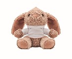 Bunny plush wearing a hoodie