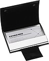 Business card holder with artificial leather covering, black