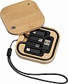 Cable and adapter set in a bamboo box