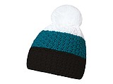 Cable knit winter hat, black+blue+white