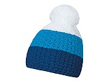 Cable knit winter hat, blue+royal+white