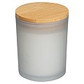 Candle in frosted glass with bamboo lid